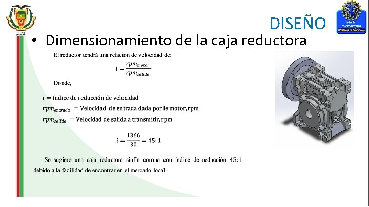 DISEÑO • Dimensionamiento de la caja reductora 