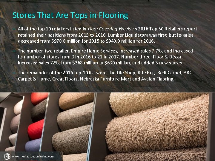 Stores That Are Tops in Flooring – All of the top 10 retailers listed
