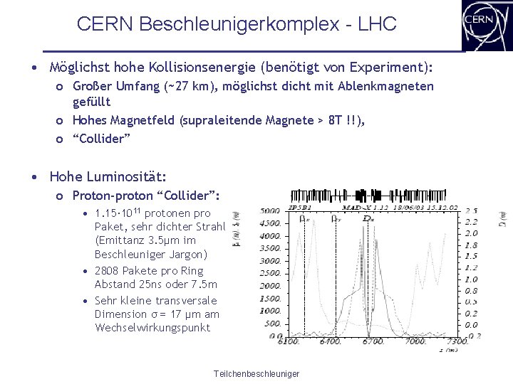 CERN Beschleunigerkomplex - LHC • Möglichst hohe Kollisionsenergie (benötigt von Experiment): o Großer Umfang