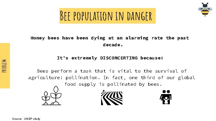 PROBLEM Bee population in danger Honey bees have been dying at an alarming rate