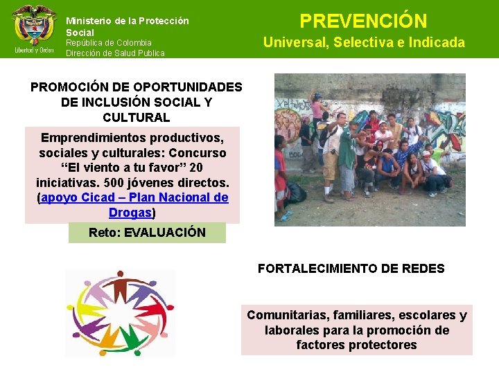 Ministerio de la Protección Social República de Colombia Dirección de Salud Publica PREVENCIÓN Universal,