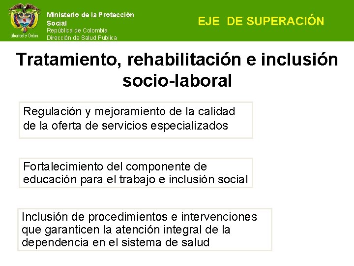 Ministerio de la Protección Social República de Colombia Dirección de Salud Publica EJE DE