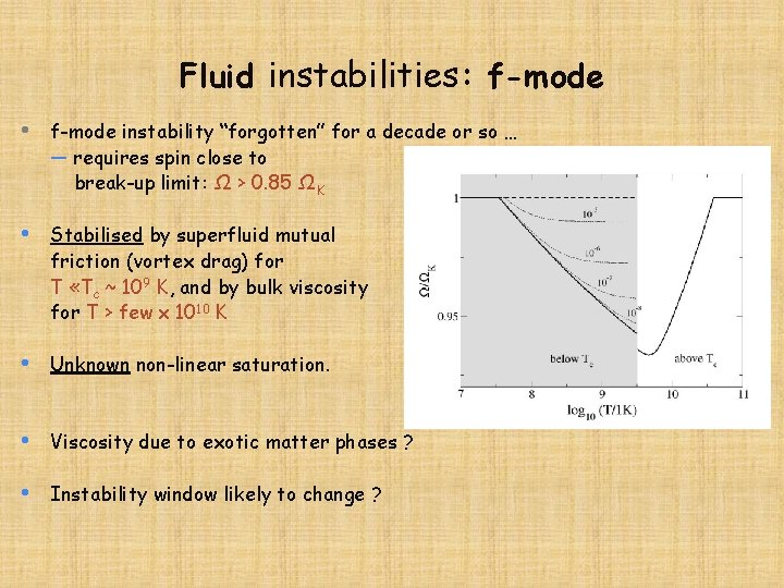 Fluid instabilities: f-mode • f-mode instability “forgotten” for a decade or so … —
