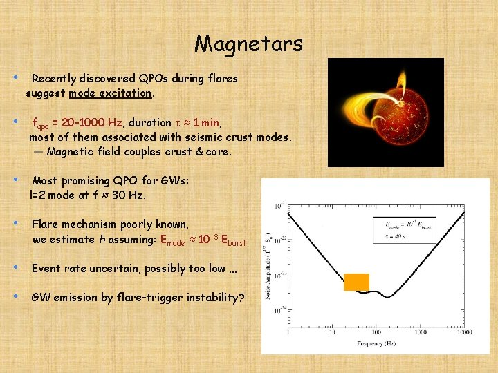 Magnetars • Recently discovered QPOs during flares suggest mode excitation. • fqpo = 20