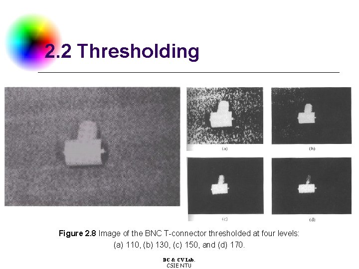 2. 2 Thresholding Figure 2. 8 Image of the BNC T-connector thresholded at four