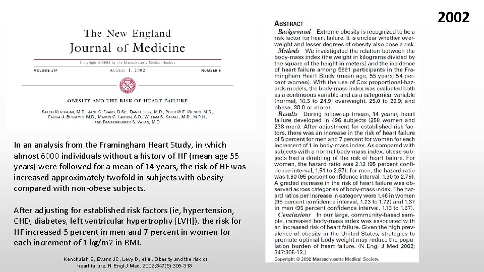 2002 In an analysis from the Framingham Heart Study, in which almost 6000 individuals