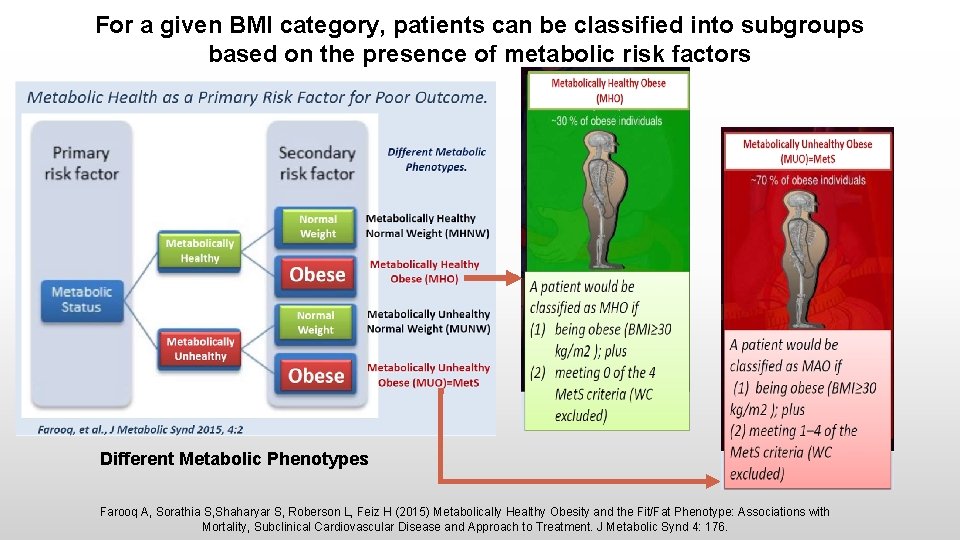 For a given BMI category, patients can be classified into subgroups based on the