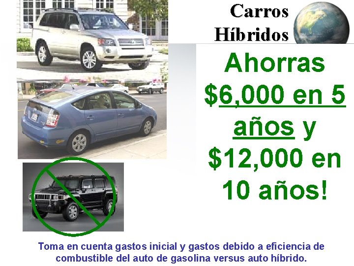 Carros Híbridos Ahorras $6, 000 en 5 años y $12, 000 en 10 años!