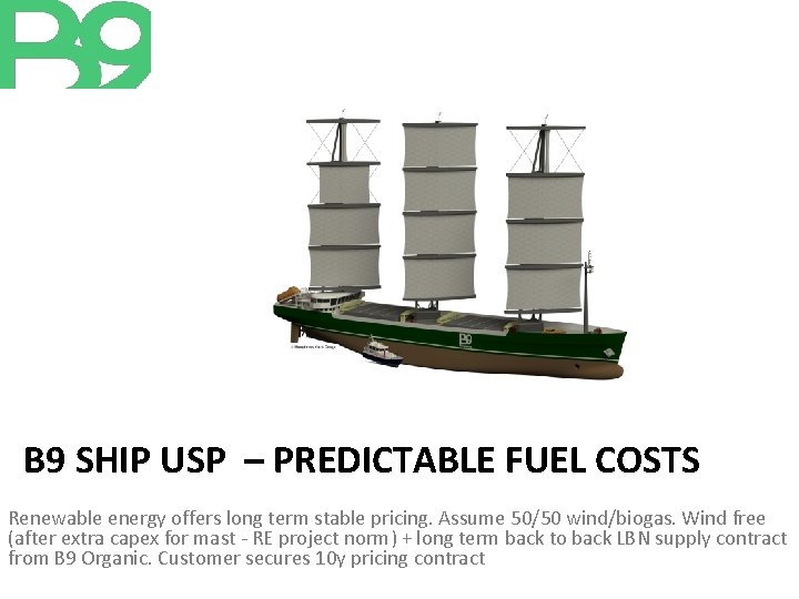 B 9 SHIP USP – PREDICTABLE FUEL COSTS Renewable energy offers long term stable