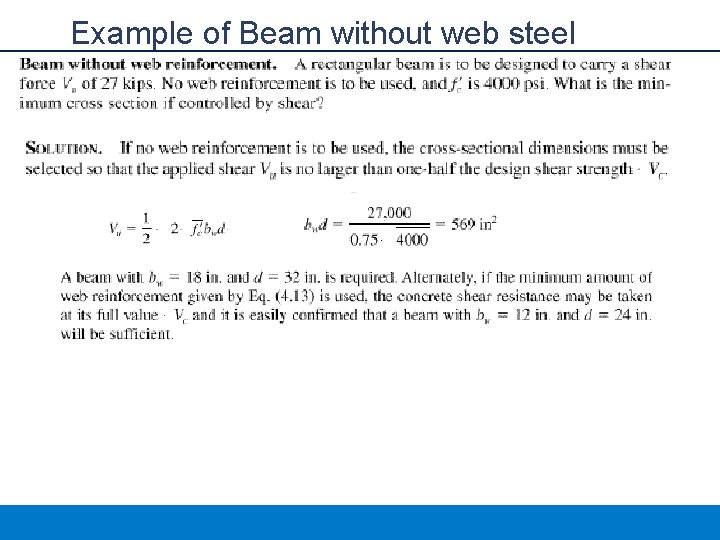 Example of Beam without web steel 