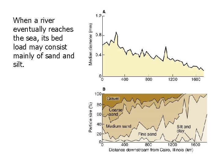 When a river eventually reaches the sea, its bed load may consist mainly of