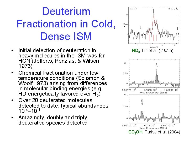 Deuterium Fractionation in Cold, Dense ISM • Initial detection of deuteration in heavy molecules