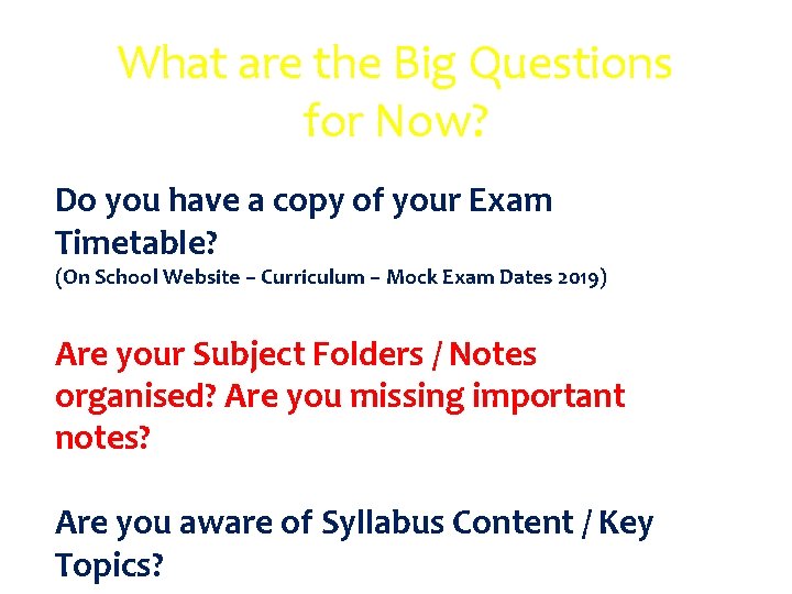What are the Big Questions for Now? Do you have a copy of your