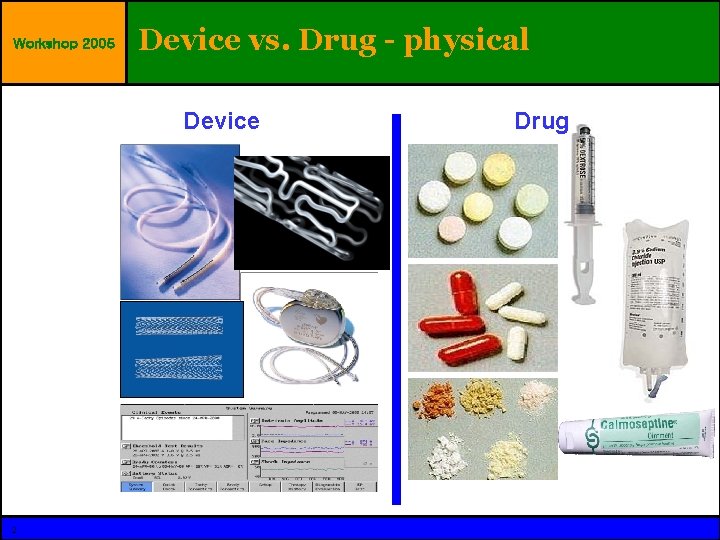 Workshop 2005 Device vs. Drug - physical Device 2 Drug © Guidant 2004 