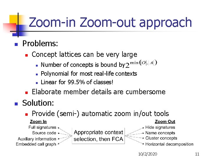 Zoom-in Zoom-out approach n Problems: n Concept lattices can be very large n n