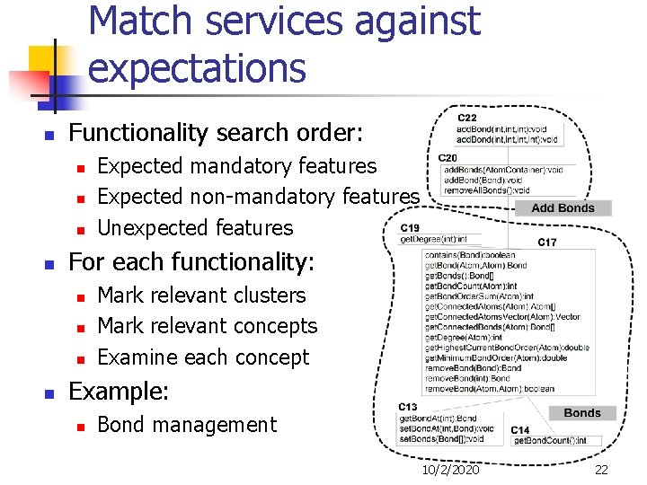 Match services against expectations n Functionality search order: n n For each functionality: n