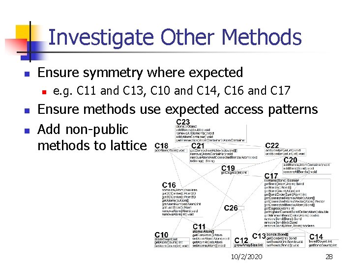 Investigate Other Methods n Ensure symmetry where expected n n n e. g. C