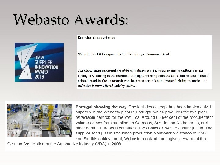 Webasto Awards: 