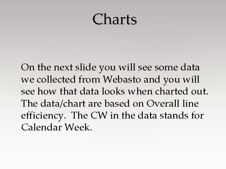 Charts On the next slide you will see some data we collected from Webasto