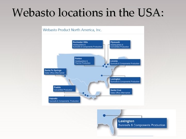 Webasto locations in the USA: 