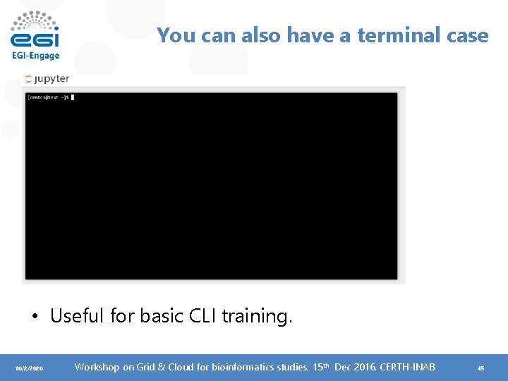 You can also have a terminal case • Useful for basic CLI training. 10/2/2020