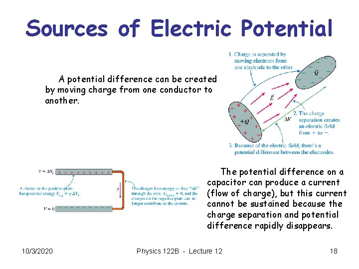 Sources of Electric Potential A potential difference can be created by moving charge from