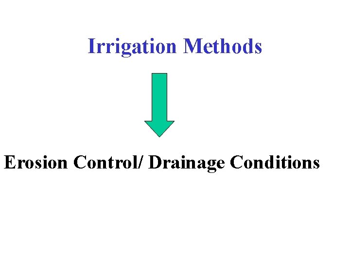 Irrigation Methods Erosion Control/ Drainage Conditions 