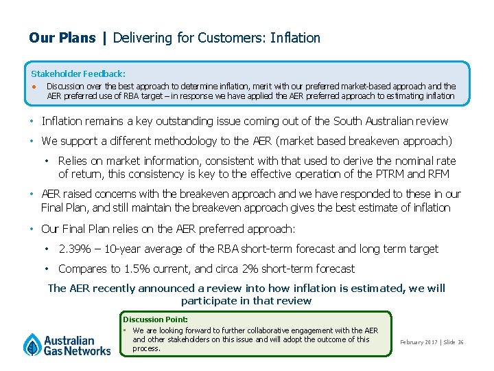 Our Plans | Delivering for Customers: Inflation Stakeholder Feedback: ● Discussion over the best Our Plans | Delivering for Customers: Inflation Stakeholder Feedback: ● Discussion over the best