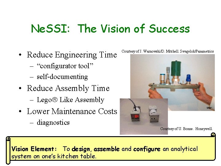 Ne. SSI: The Vision of Success • Reduce Engineering Time Courtesy of J. Warnowski/D.
