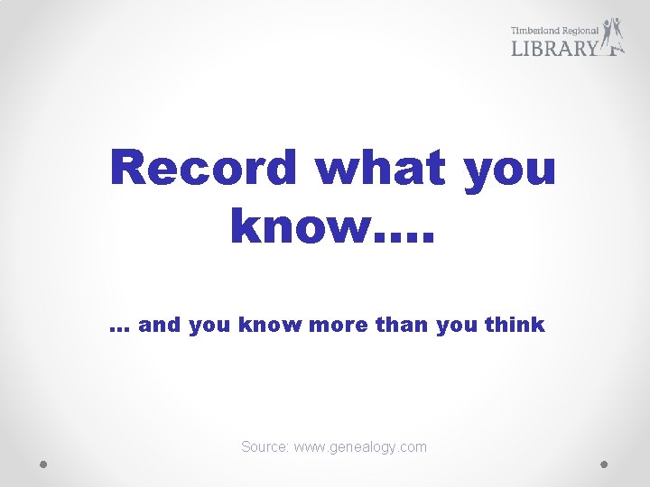 Record what you know…. … and you know more than you think Source: www.