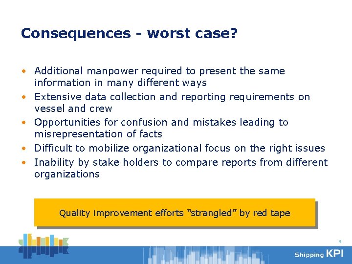 Consequences - worst case? • Additional manpower required to present the same information in