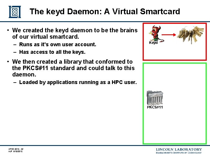 The keyd Daemon: A Virtual Smartcard • We created the keyd daemon to be