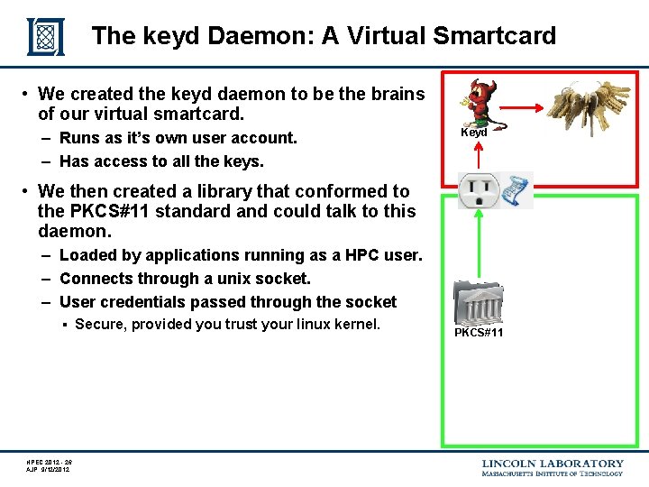 The keyd Daemon: A Virtual Smartcard • We created the keyd daemon to be