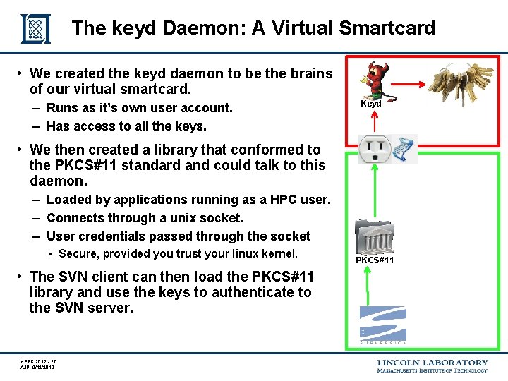 The keyd Daemon: A Virtual Smartcard • We created the keyd daemon to be