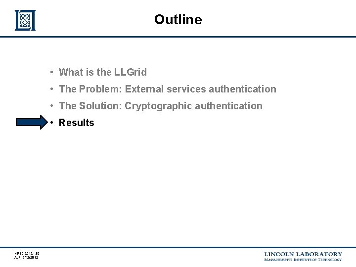 Outline • What is the LLGrid • The Problem: External services authentication • The