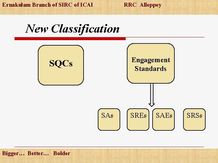 Ernakulam Branch of SIRC of ICAI RRC Alleppey New Classification Engagement Standards SQCs SAs