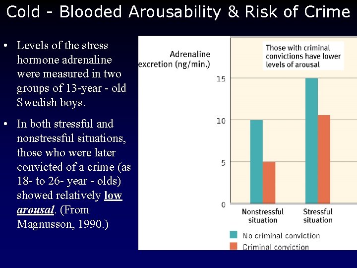 Cold - Blooded Arousability & Risk of Crime • Levels of the stress hormone