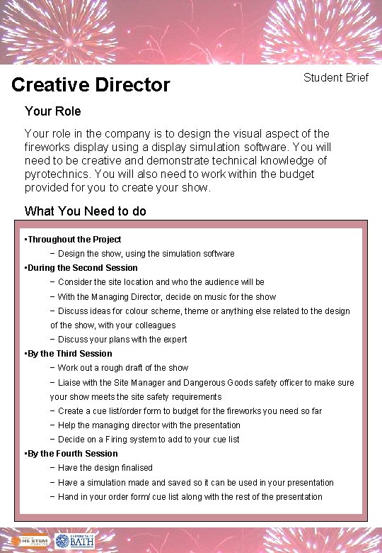 Creative Director Student Brief Your Role Your role in the company is to design