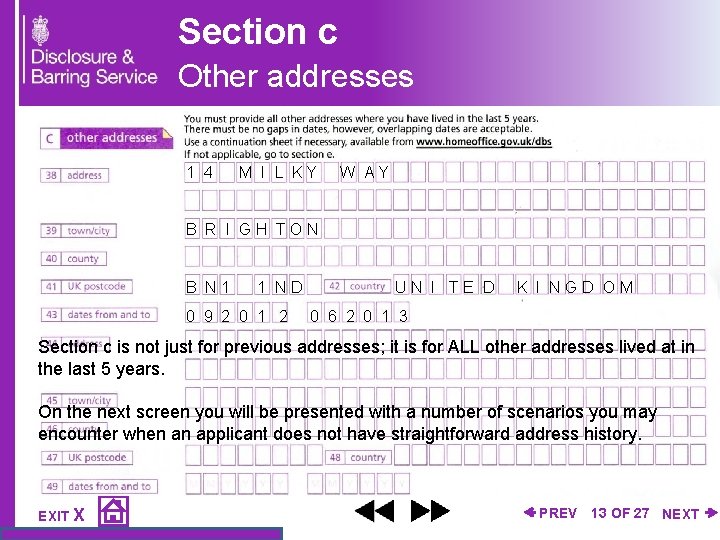 Section c Other addresses 1 4 M I L K Y W A Y