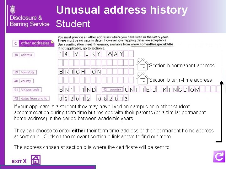 Unusual address history Student 1 4 M I L K Y W A Y