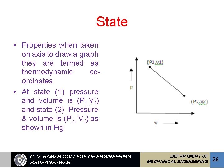 State • Properties when taken on axis to draw a graph they are termed