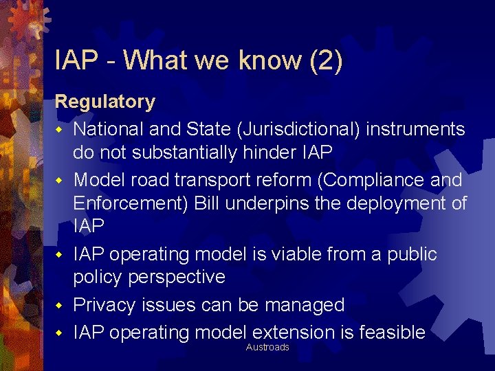 IAP - What we know (2) Regulatory w National and State (Jurisdictional) instruments do