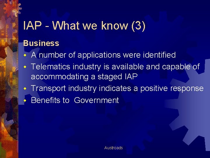 IAP - What we know (3) Business w A number of applications were identified