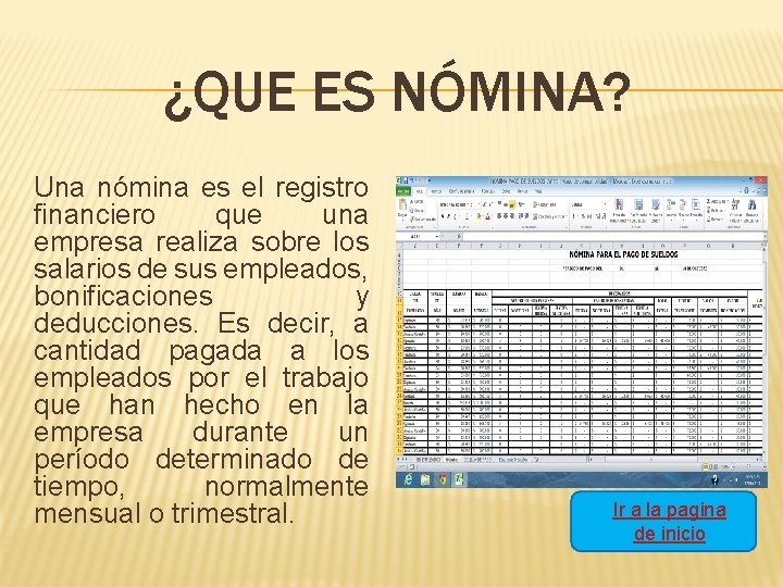 ¿QUE ES NÓMINA? Una nómina es el registro financiero que una empresa realiza sobre