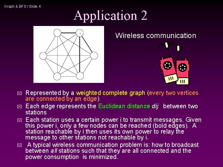 Graph & BFS / Slide 4 Application 2 Wireless communication * * Represented by Graph & BFS / Slide 4 Application 2 Wireless communication * * Represented by