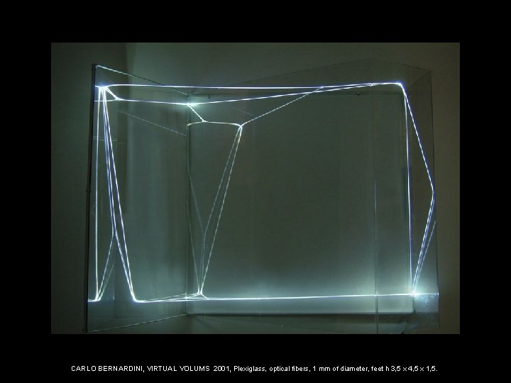 CARLO BERNARDINI, VIRTUAL VOLUMS 2001, Plexiglass, optical fibers, 1 mm of diameter, feet h