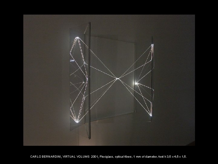 CARLO BERNARDINI, VIRTUAL VOLUMS 2001, Plexiglass, optical fibers, 1 mm of diameter, feet h