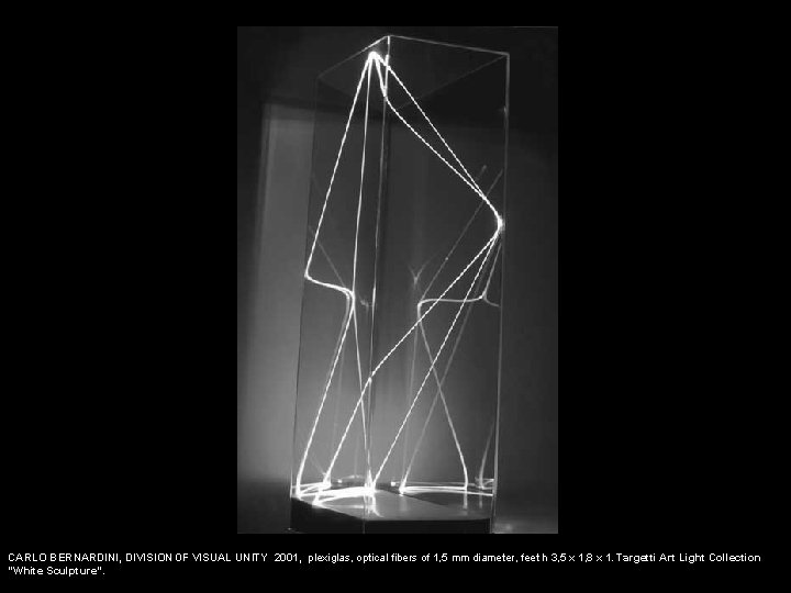 CARLO BERNARDINI, DIVISION 0 F VISUAL UNITY 2001, plexiglas, optical fibers of 1, 5