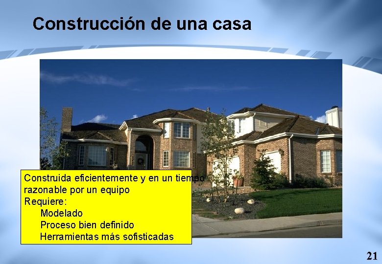 Construcción de una casa Construida eficientemente y en un tiempo razonable por un equipo