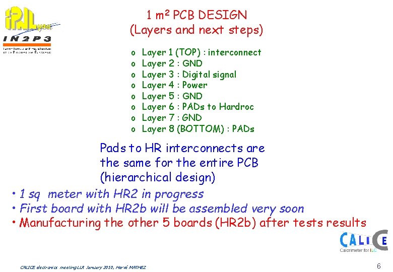1 m 2 PCB DESIGN (Layers and next steps) o o o o Layer